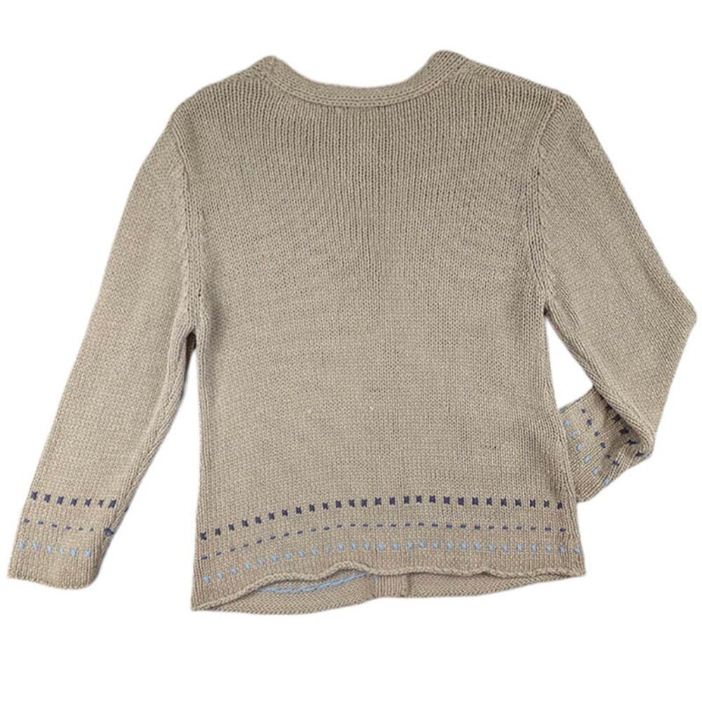 J Jill Cardigan Womens Medium Petite 100% Silk Tan Brown Beige Long Sleeve - Picture 4 of 10